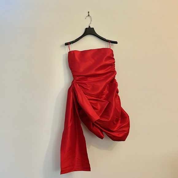 Bardot Sleeveless Oversized Bow Waist Strapless Ruched Mini Dress - Picture 9 of 14